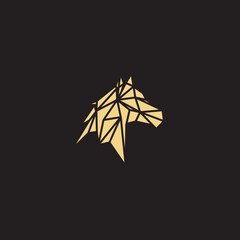 horse Logo is created with lines forming a stylized horse in gold color.