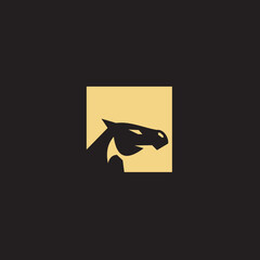 horse Logo is created with lines forming a stylized horse in gold color.