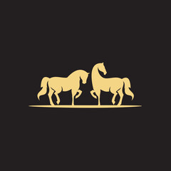 horse Logo is created with lines forming a stylized horse in gold color.