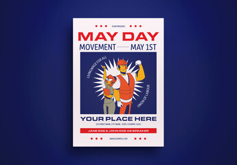 White Flat Design May Day Flyer Layout