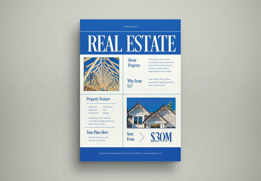 Blue Minimalist Real Estate Flyer Layout