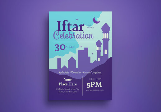 Blue Ramadan Iftar Flyer Layout
