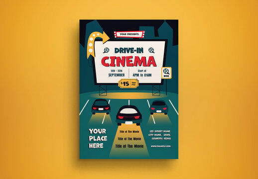 Dark Green Flat Design Drive-in Cinema Flyer Layout.zip