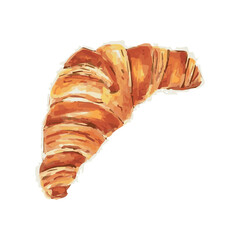 croissant on a white background. 
Vector illustration. bakery product. sweet bun or croissant. bakery. watercolor drawing, art. icon. food. cookie. puff