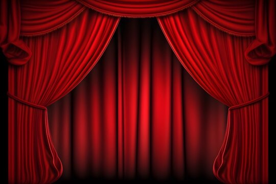red stage curtains, AI generated