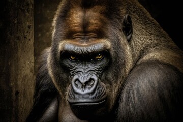 Obraz premium A grumpy gorilla. Generative AI