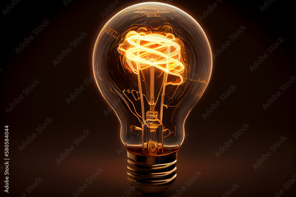 Poster light bulb is one that depicts the filament inside the bulb. generative ai technology.
