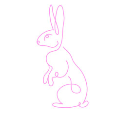 simple one line style rabbit.  Rabbit icon. Continuous line drawing of easter rabbit  minimalist hand drawn vector illustration. Isolated on white background.