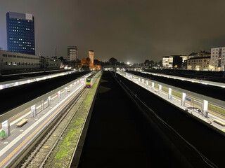 Fototapeta premium Porta Garibaldi railway station in Milan at evening