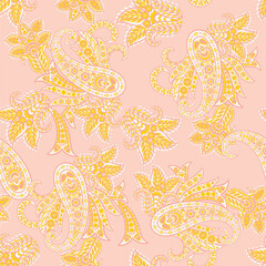Fototapeta na wymiar Paisley Ornamental seamless pattern. kalamkari fabric background