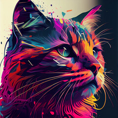 Pop art Cat. Created by AI tool.