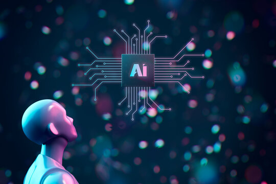 Artificial intelligence concept with android