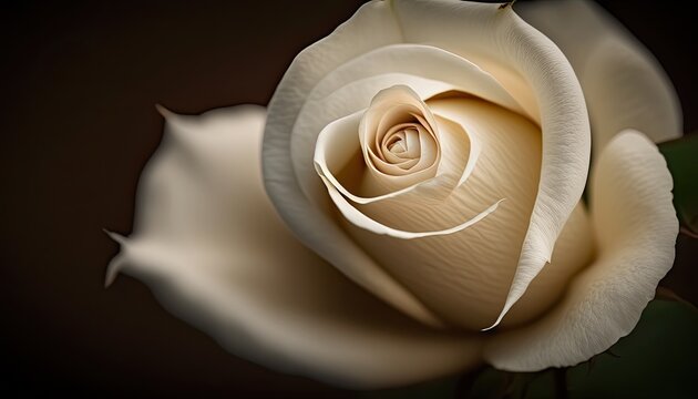 Close up macro photography of a white rose flower. Generative AI