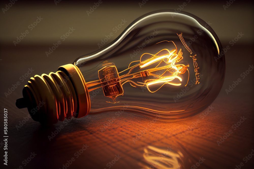 Poster light bulb is one that depicts the filament inside the bulb.generative ai technology.
