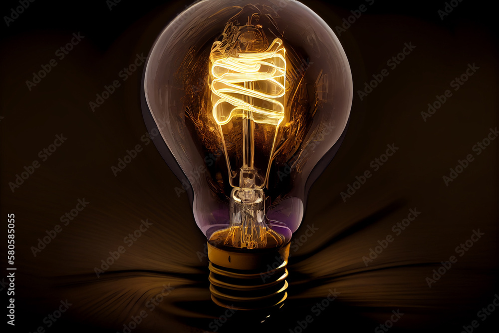 Poster light bulb is one that depicts the filament inside the bulb. generative ai technology.