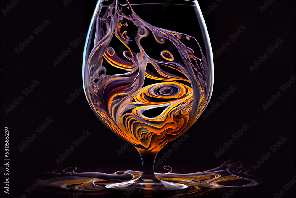 Leinwandbilder a swirling mix of colour in the shape of a wine glass, with shades of deep reds and purples blending