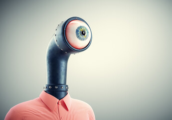 Periscope with an eye. Follower and spying concept  . - obrazy, fototapety, plakaty