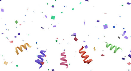 3d rendering of colorful confetti flying.