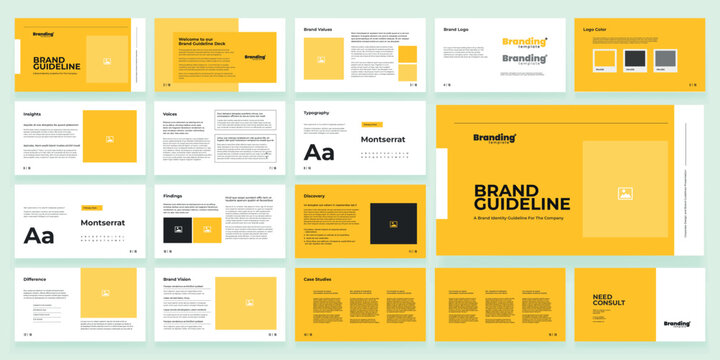 Yellow Brand Strategy Guideline Template Portfolio Layout Design