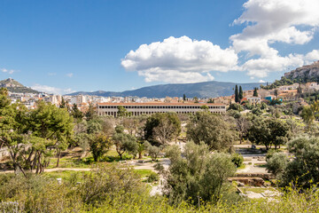 View of the Stoa of Attalus in the Agora of Athens, Greece