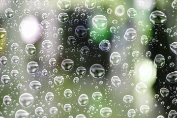 Rain drop on transparent window glass