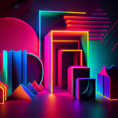 Colorful neon background. Created by AI tool.