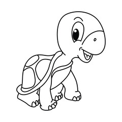 Funny turtle cartoon characters vector illustration. For kids coloring book.
