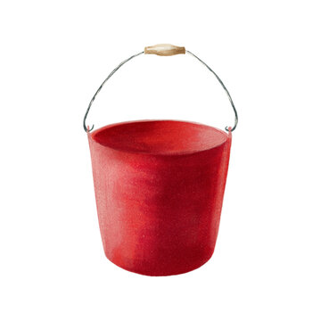 recommend clip art: Watercolor red bucket. For designers, decoration, postcards, wrapping paper, scrapbooking, cover and logos, invitations, posters and textile