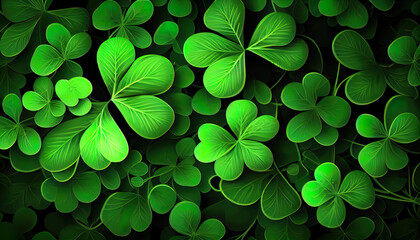 Obraz na płótnie Canvas Clover background for St. Patrick Day. Ai render.