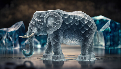 glass elephant, decorative statue. Created   ai