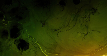 Ink water. Paint drop. Dirt fluid. Chemical pollution. Black green color oil liquid blend marble...