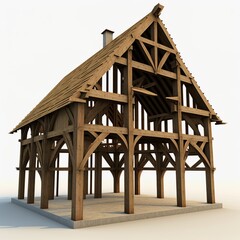 sturdy wooden construction of a house timber framing roof building exterior
foundation of a finished house structure beams Generative AI 
