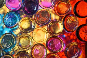 multi colored crystal bubbles, colorful background