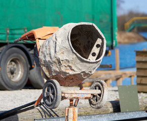 Old battered cement mixer