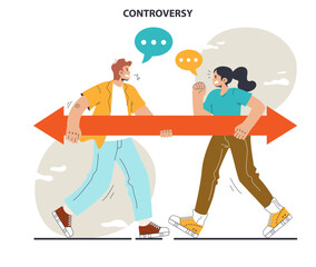 Controversy or disagreement concept. Troubled communication between