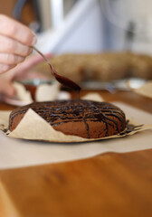 Freshly made homemade organic chocolate cake