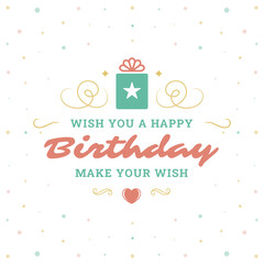 Happy birthday best wishes gift box vintage greeting card typographic template vector flat