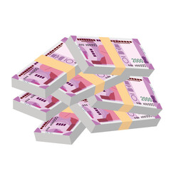 Indian Rupee Vector Illustration. India, Bhutan money set bundle banknotes. Paper money 2000 INR. Flat style. Isolated on white background. Simple minimal design.