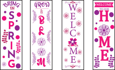 Happy easter color hand drawn lettering calligraphy holiday concept porch sign; Happy easter hand drawn color porch sign; Happy easter vertical lettering porch sign 