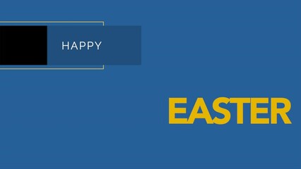 Happy Easter with lines on fashion blue gradient, motion abstract holidays, spring and promo style background