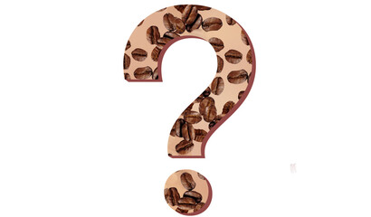 ? - question mark - font symbol - drawing coffee beans - png file - transparent background . Isolated from the front. ideal for website, email, presentation, advertis - obrazy, fototapety, plakaty