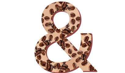 & - font symbol -  png file - drawing coffee beans - a transparent background. Isolated from the front. ideal for website, email, presentation, advertisement, image	 - obrazy, fototapety, plakaty
