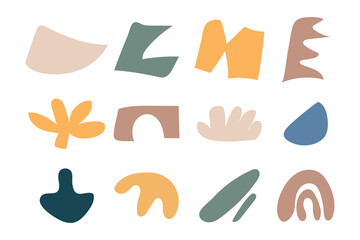 Collection of hand drawn flat abstract shapes. Irregular shape.