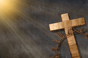 Christian cross and crown of thorns
