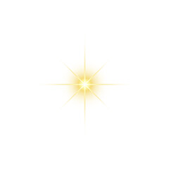 Gold star decoration element on transparent background.