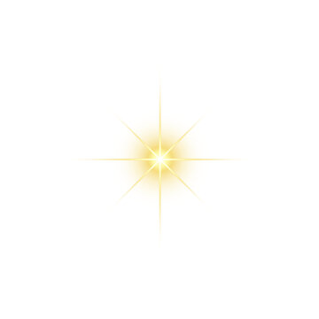 Gold star decoration element on transparent background.