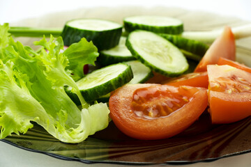Vegetable salad with fresh vegetables. close-up.