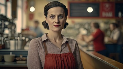 a professional Caucasion woman chef in kitchen, idea for dream and lifestyle of people career and work, Generative Ai not real person