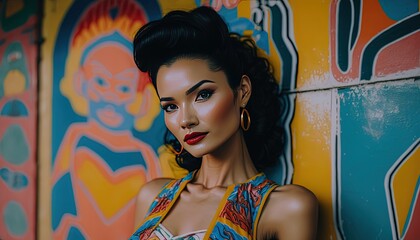 close up portrait of beautiful 80s Thai girl, vintage fashion genre, Generative Ai not real person