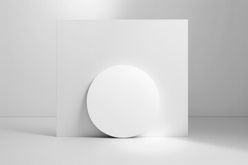 An empty white box with shadow on it. Generative AI.
